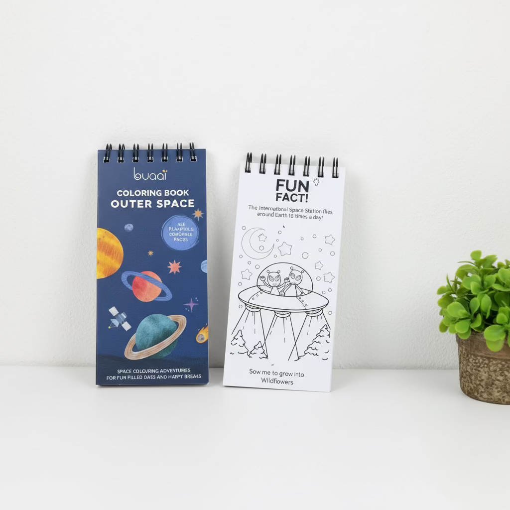 Outer Space Plantable Colouring book