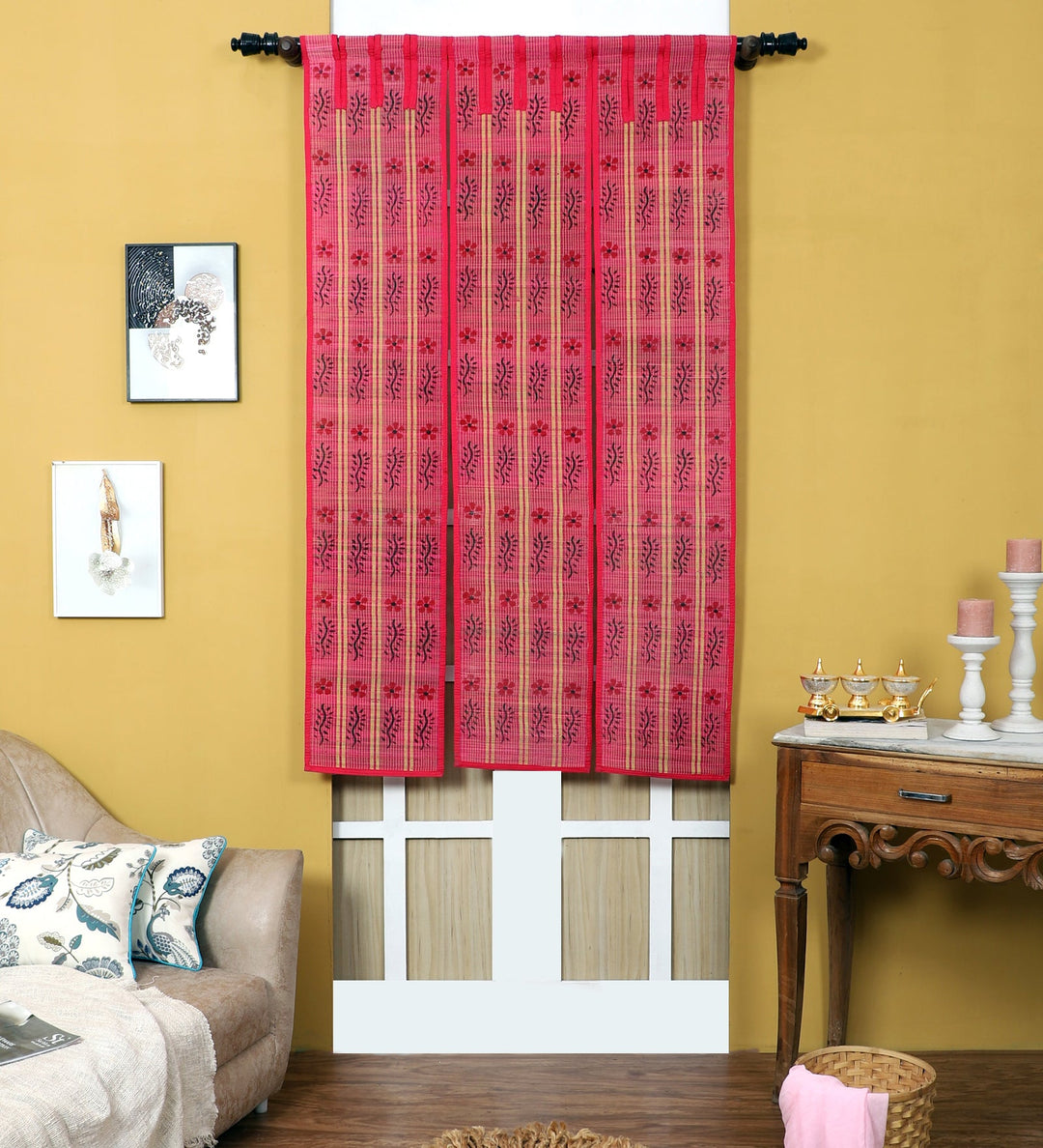 Curtain & Dining Mat Combo - Pink
