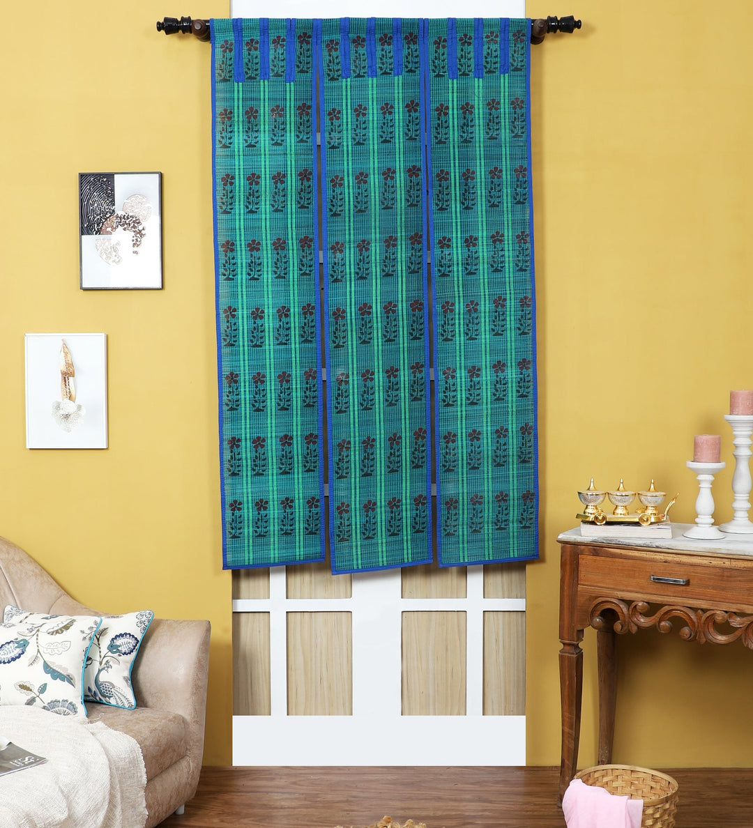 Curtain & Dining Mat Combo - Blue