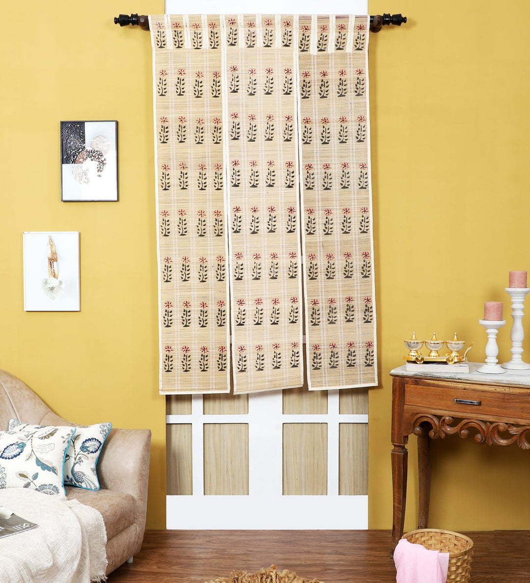 Curtain & Dining Mat Combo - Beige
