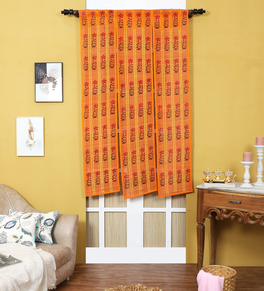 Curtain & Dining Mat Combo - Orange