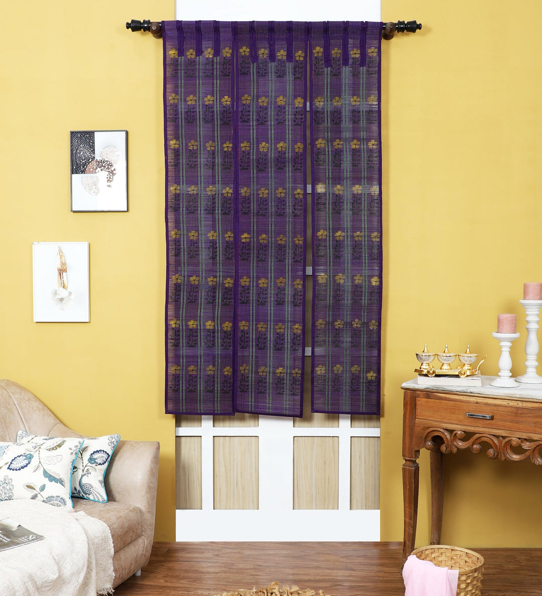 Curtain & Dining Mat Combo - Purple