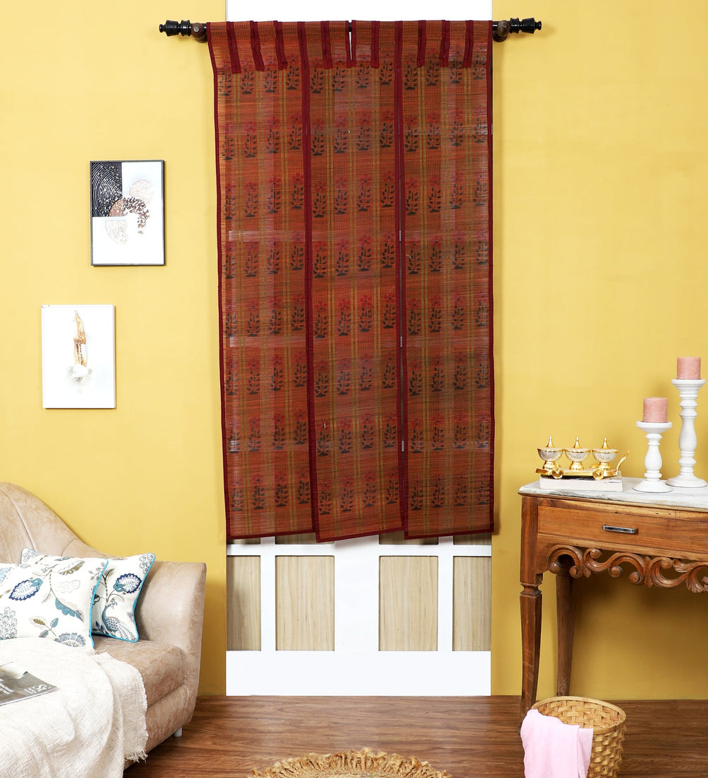 Three Panel Bamboo Curtain - Brown