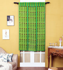 Three Panel Bamboo Curtain - Light Green
