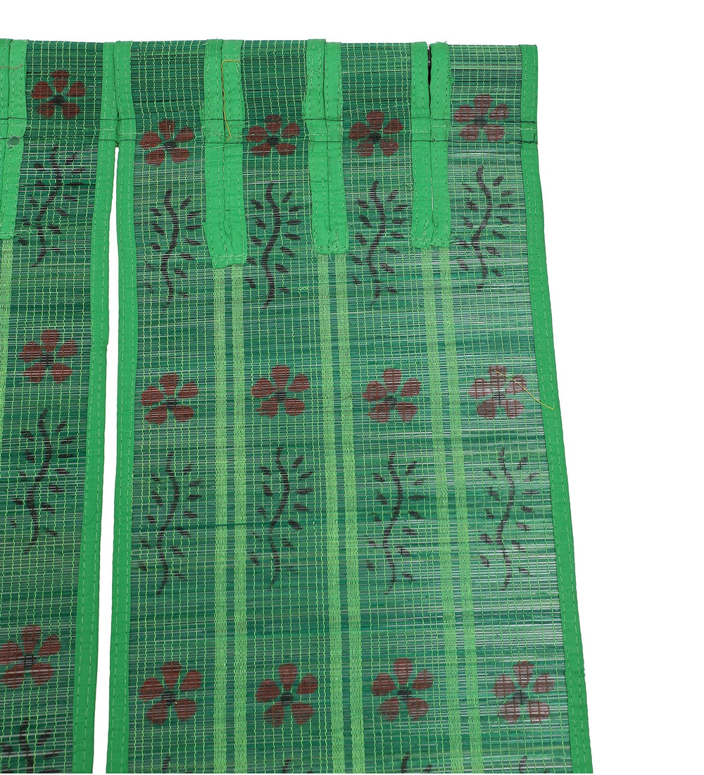 Silpakarman Three Panel Bamboo Curtain | Handwoven Bamboo | Green, 5-10 ft
