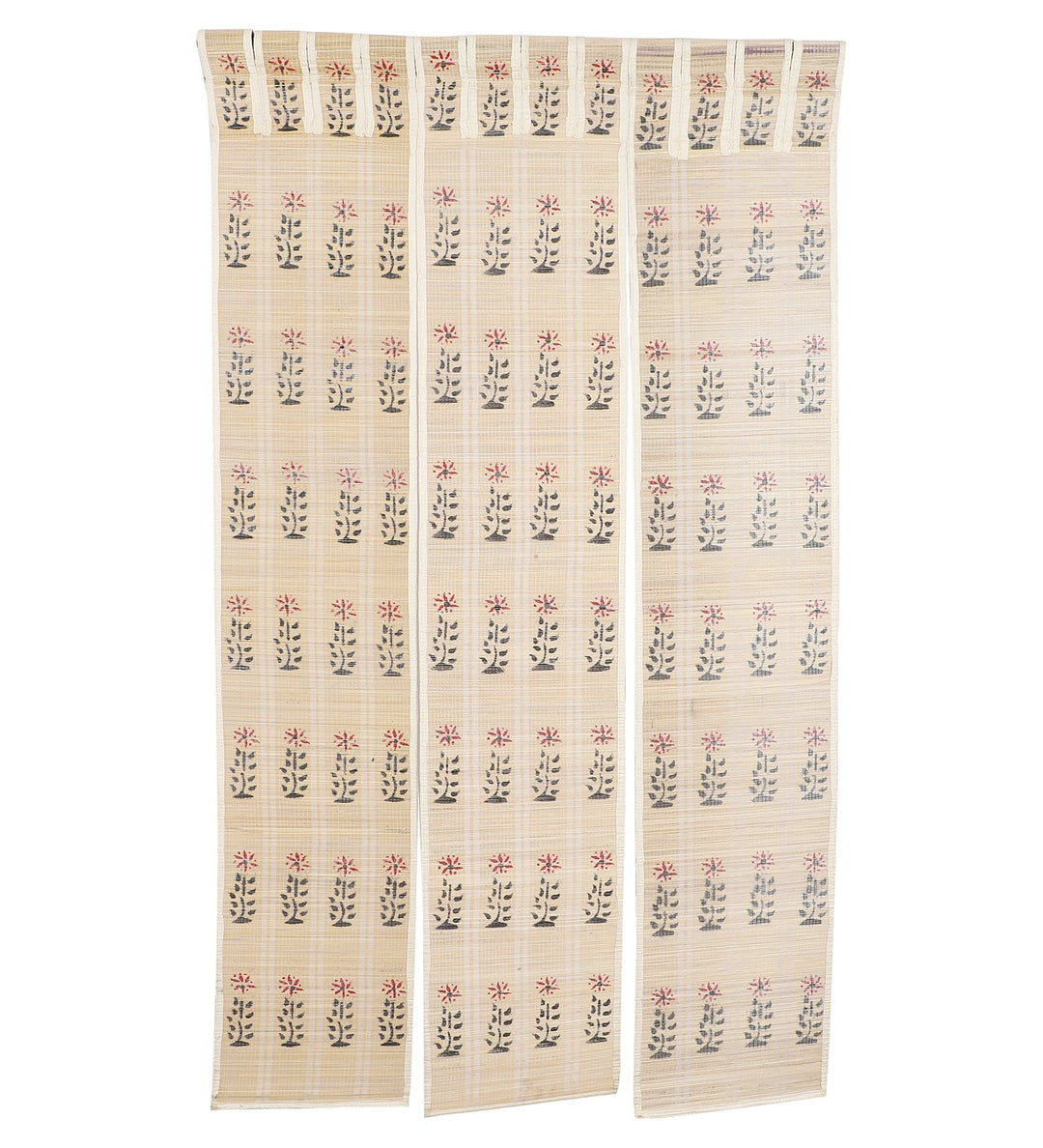 Three Panel Bamboo Curtain - Beige