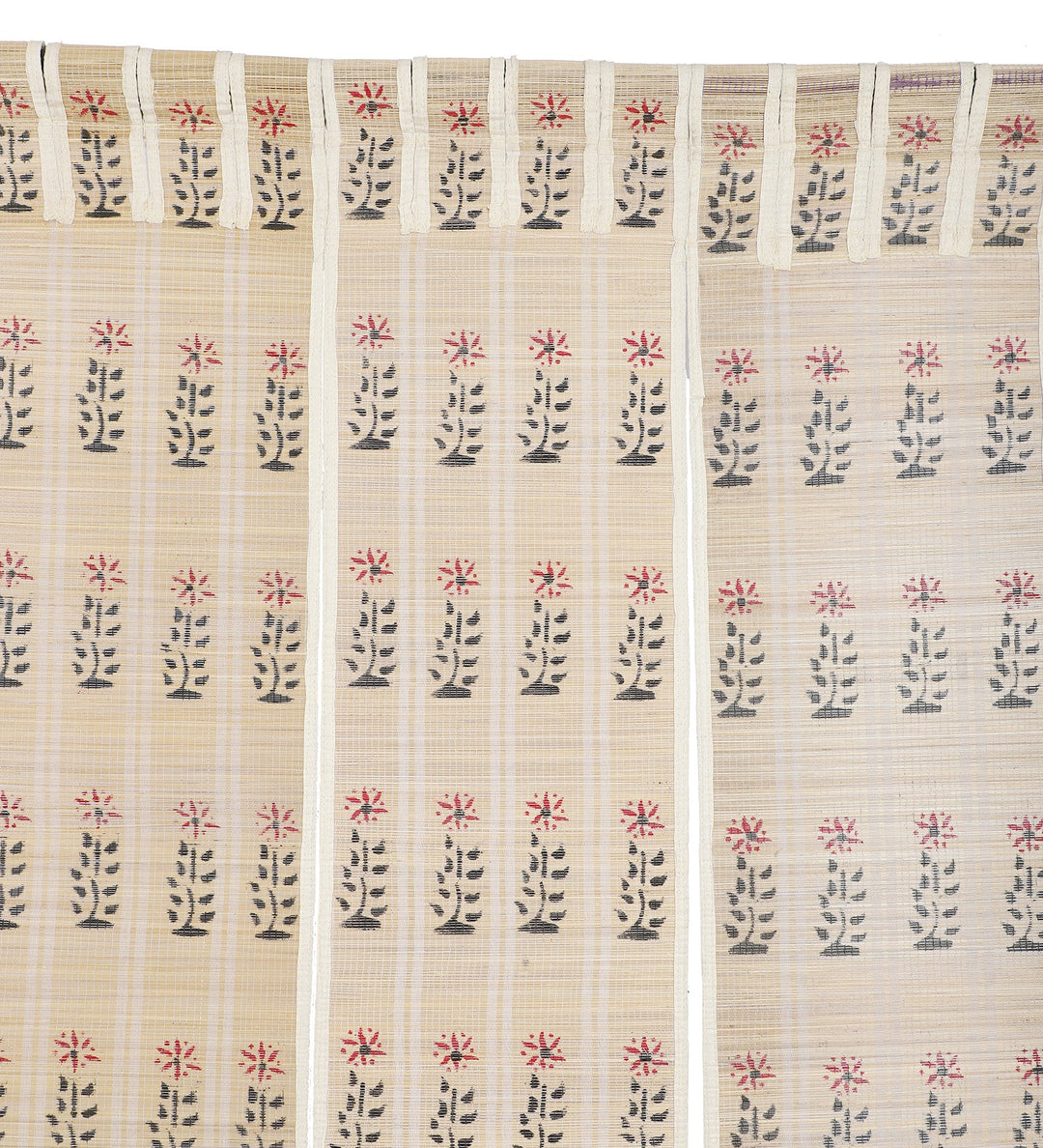 Three Panel Bamboo Curtain - Beige