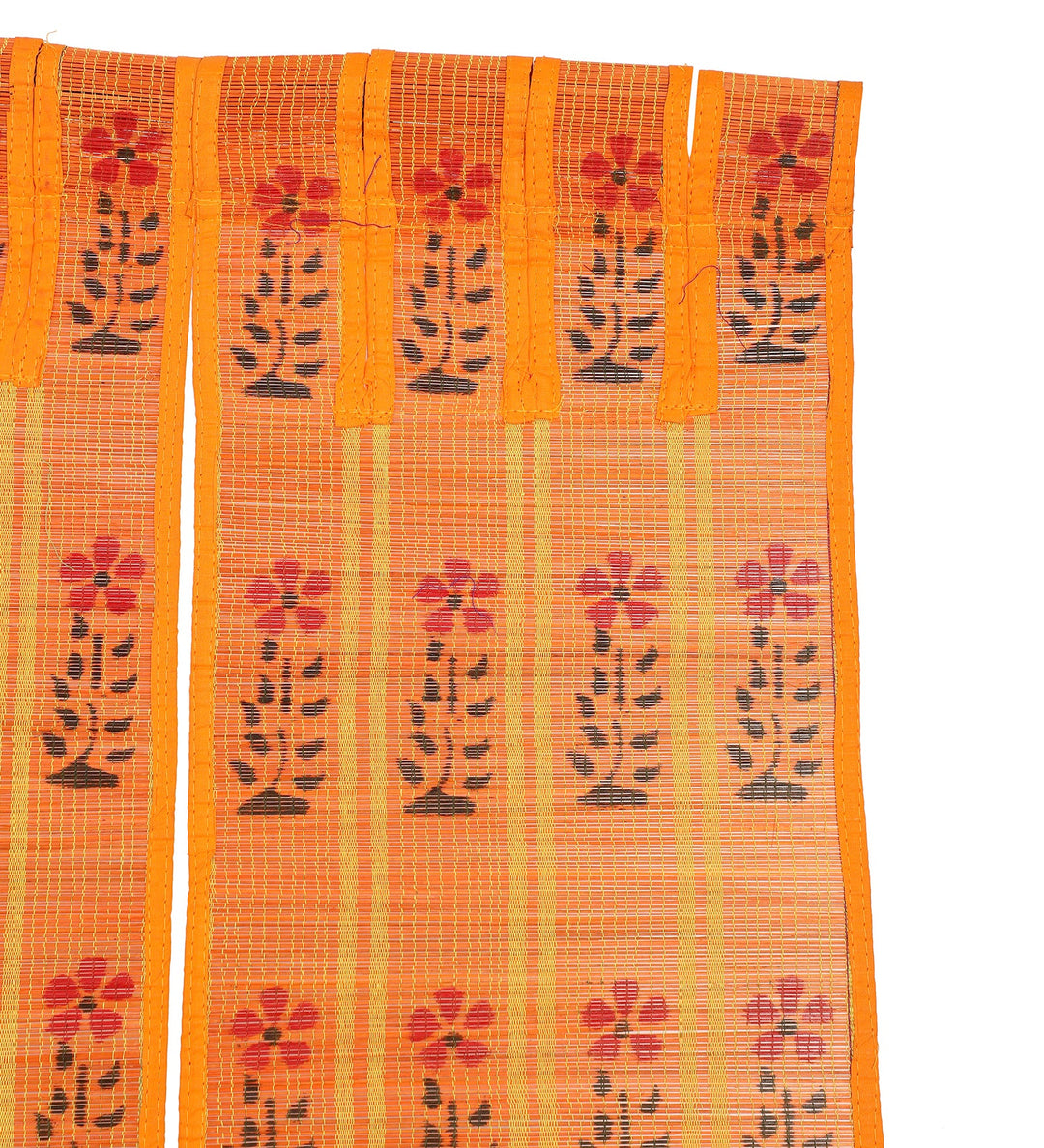 Three Panel Bamboo Curtain - Orange