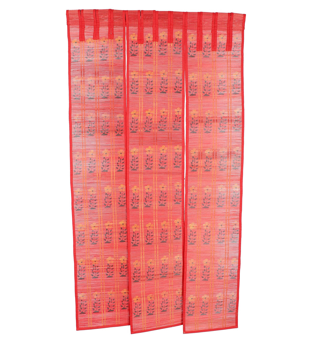 Three Panel Bamboo Curtain - Red