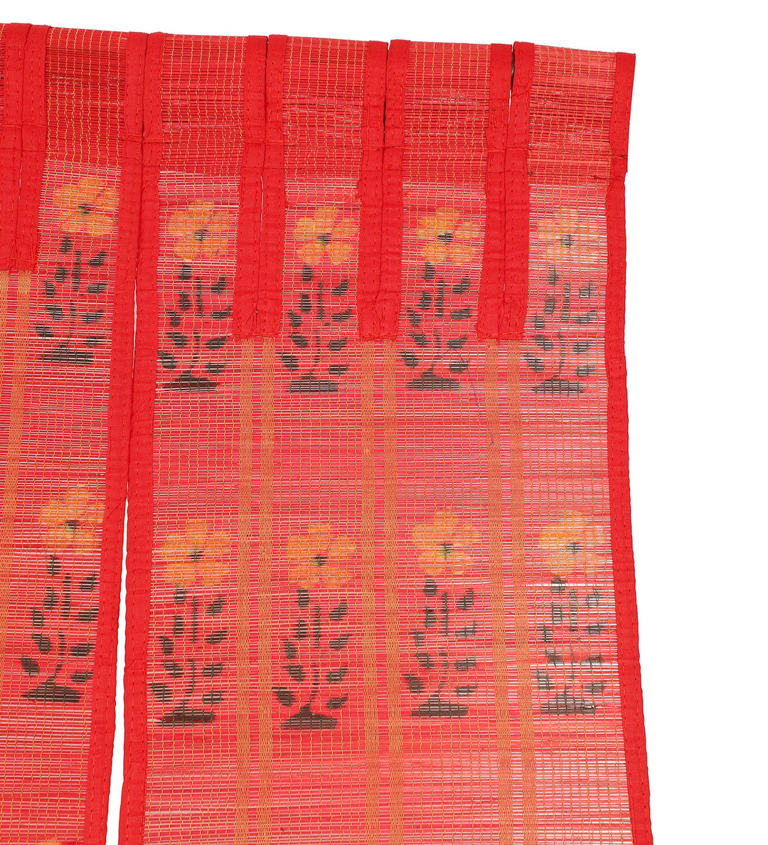 Three Panel Bamboo Curtain - Red