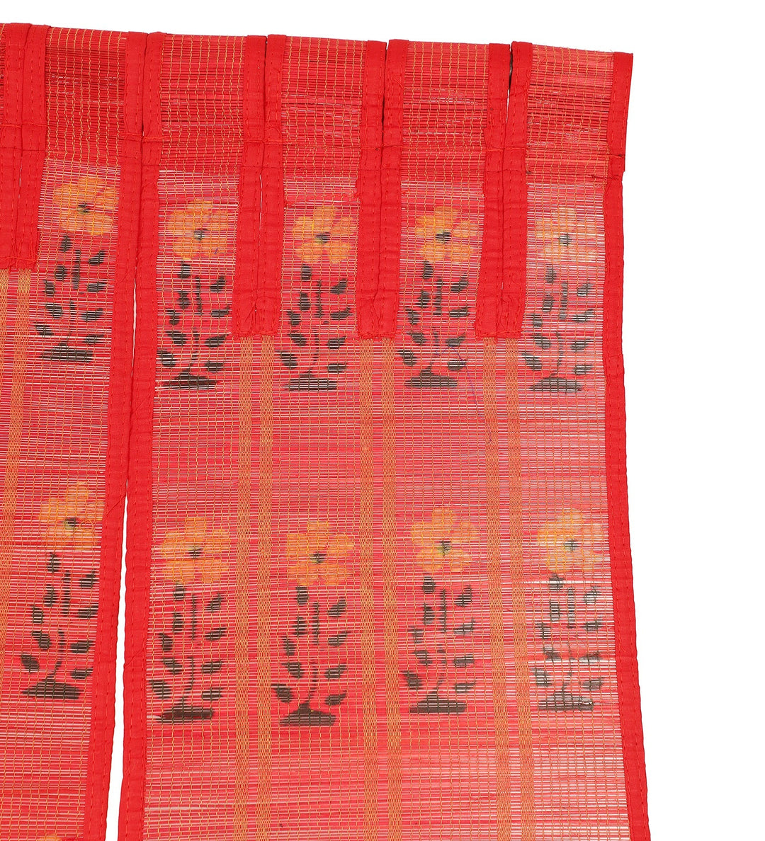 Three Panel Bamboo Curtain - Red
