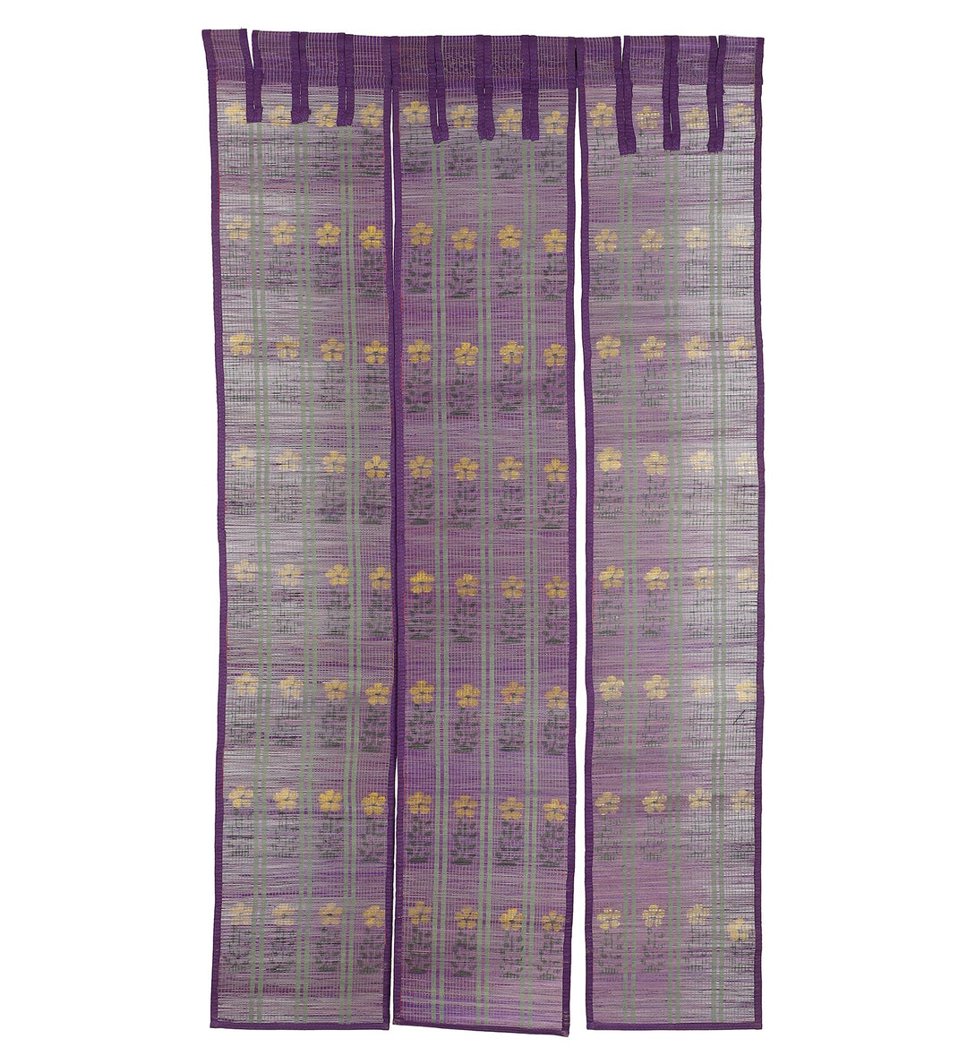Three Panel Bamboo Curtain - Purple