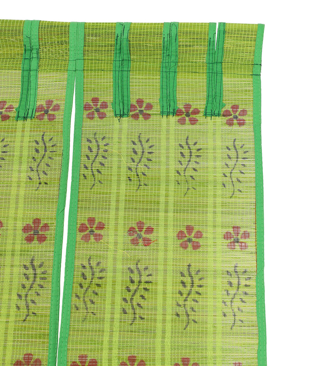 Three Panel Bamboo Curtain - Light Green