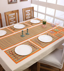 Bamboo Dining Mats - Multi Orange (Set of 13)