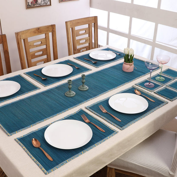 Bamboo Dining Mats - Blue  (Set of 13)