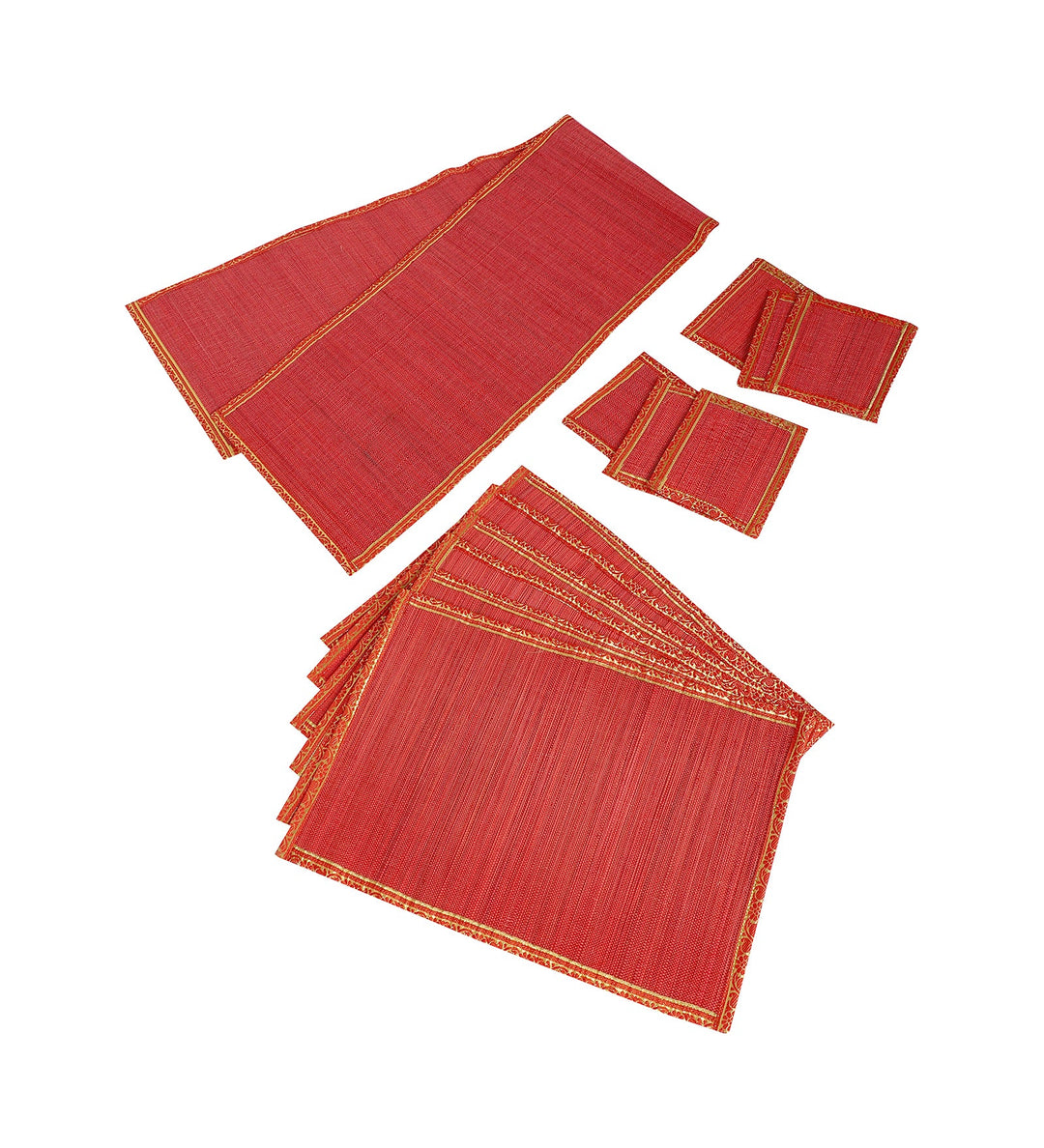 Bamboo Dining Mats - Red  (Set of 13)