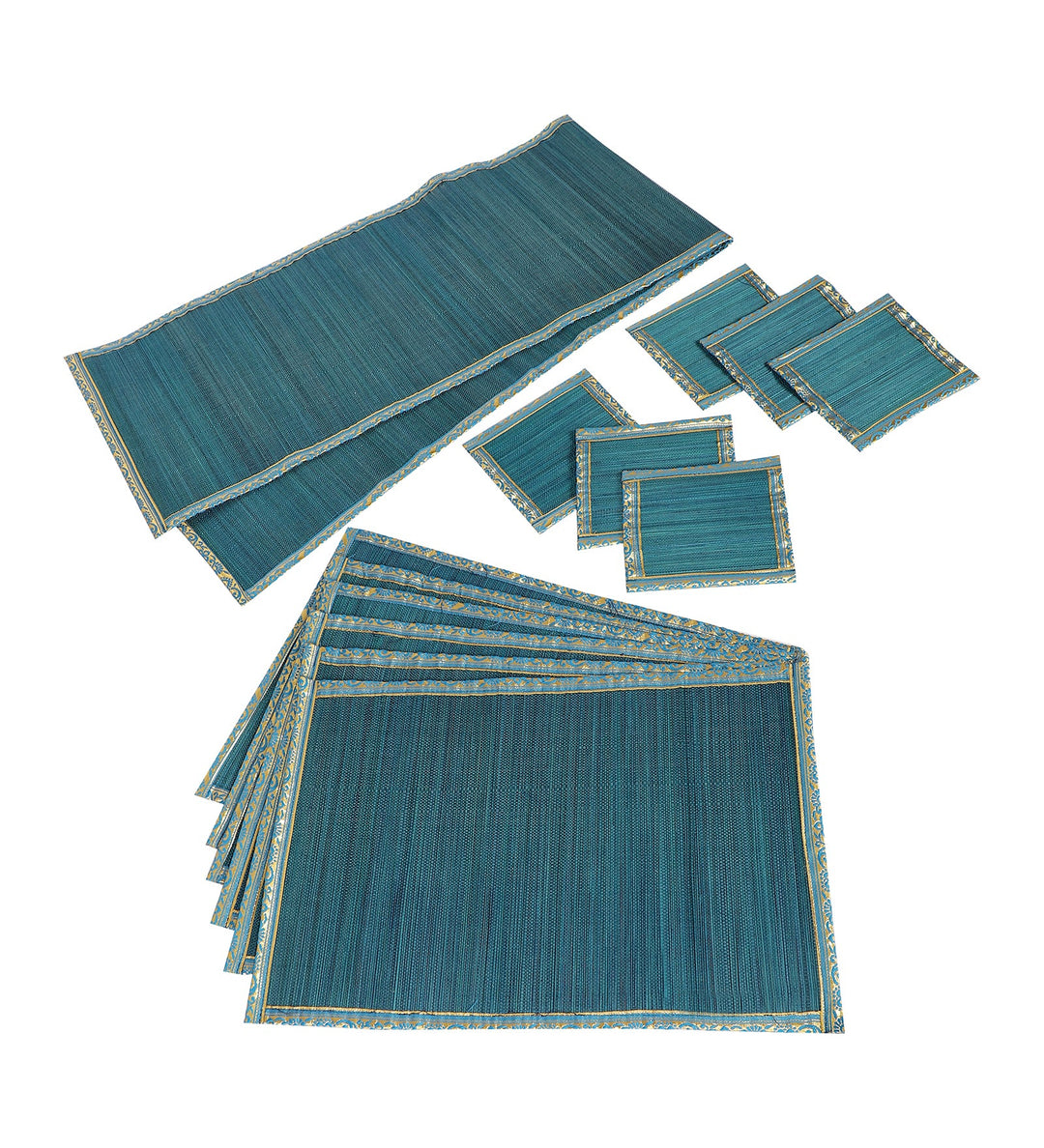 Bamboo Dining Mats - Blue  (Set of 13)