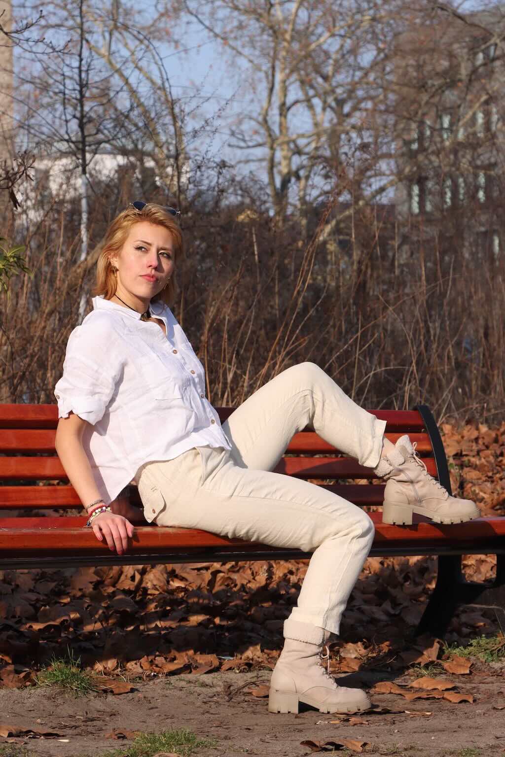 100% Premium Linen Co-ord set (White and Beige)- Women