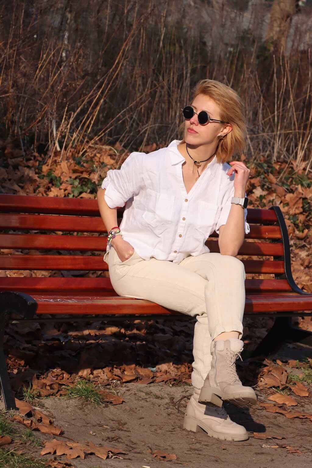 100% Premium Linen Co-ord set (White and Beige)- Women