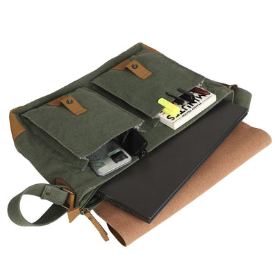 Mona B Unisex Canvas Messenger Crossbody Laptop/Tablet/MacBook Bag: Delta
