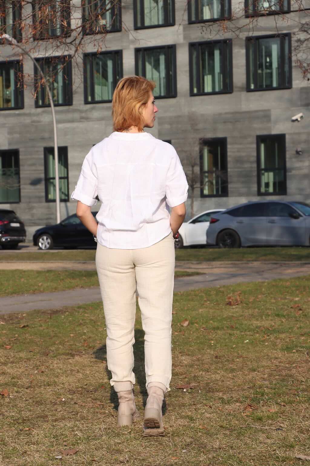 100% Premium Linen Co-ord set (White and Beige)- Women