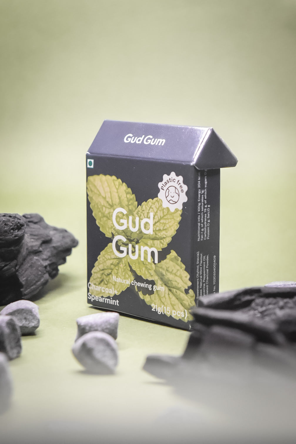 Gud Gum Charcoal Mint Chewing Gum- Pack of 4
