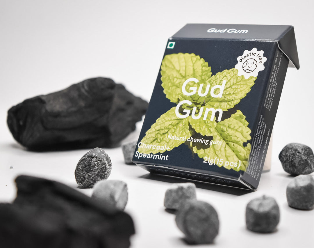 Gud Gum Charcoal Mint Chewing Gum- Pack of 4