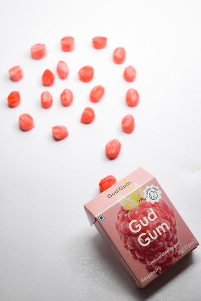 Gud Gum Raspberry Chewing Gum- Pack of 4