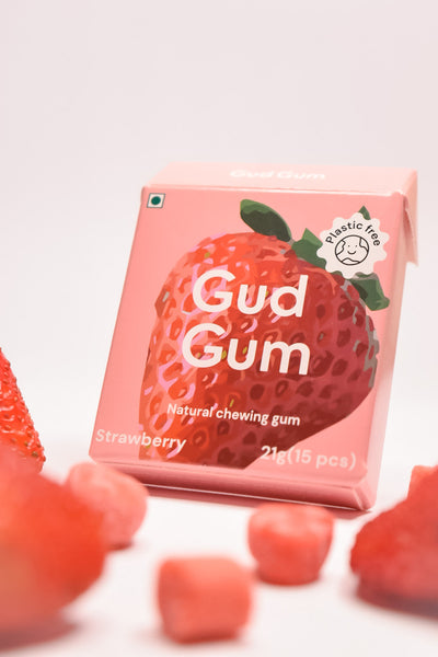 Gud Gum Strawberry Chewing Gum- Pack of 4