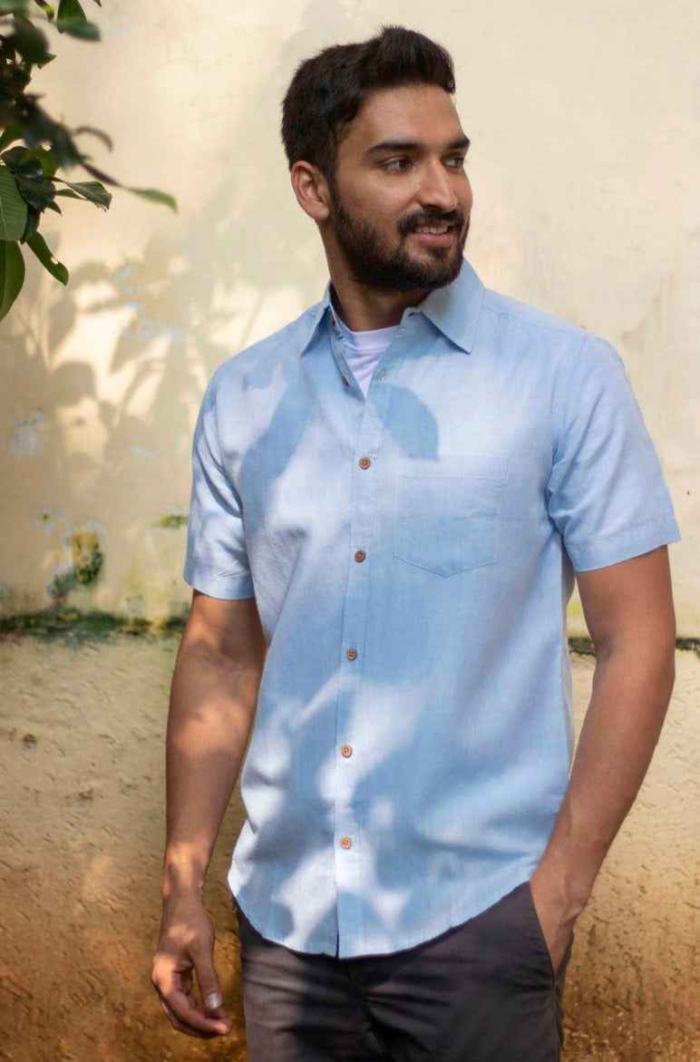 Earthy Route Ice Blue · Half Sleeve Shirt