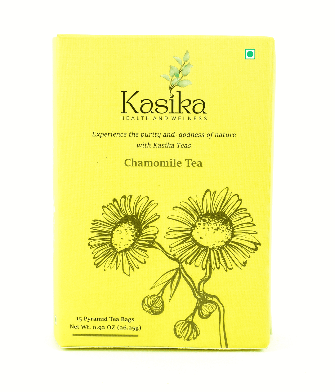 Kasika Chamomile Flower Herbal Tea – 15 Pyramid Tea Bags | 100% Natural, Caffeine-Free | Relaxing & Calming Tea | Supports Better Sleep & Digestion | Hot & Iced Herbal Tea | Vegan & Gluten-Free