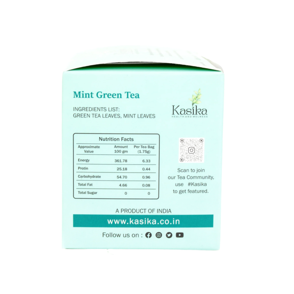 Kasika Mint Green Tea Leaves in Pyramid Tea Bags