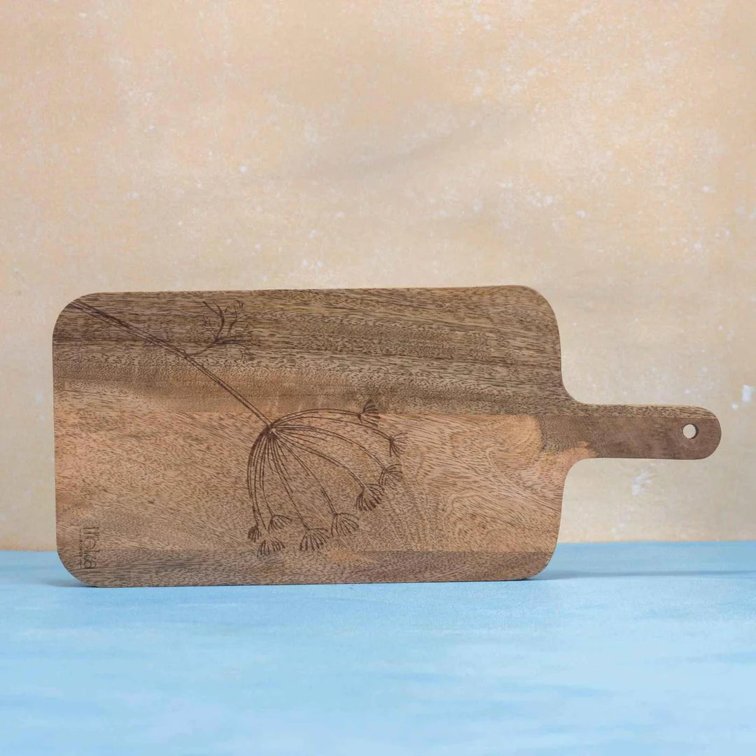 Ireka Homes Cutopia Mango Wood Chopping Board - Handmade, Sustainable, Cut-Resistant - Laser Etching - Perfect for Vegetables, Meat, Cheese & Serving