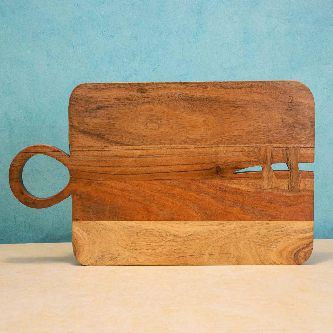 Ireka Homes Chopzy Acacia Wood Chopping Board - Handmade, Sustainable, Cut-Resistant - Perfect for Vegetables, Meat, Cheese & Serving