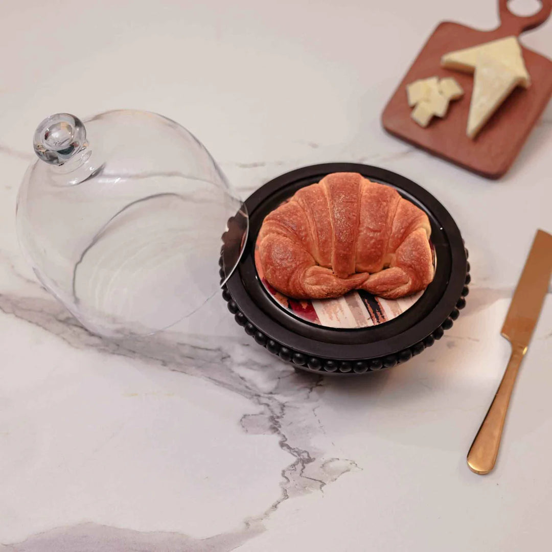Ireka Homes Sweet Spot Acacia Wood Cake Stand with Glass Dome – Handmade, Sustainable, Foodsafe – Perfect for Cakes, Fruits, and Snacks