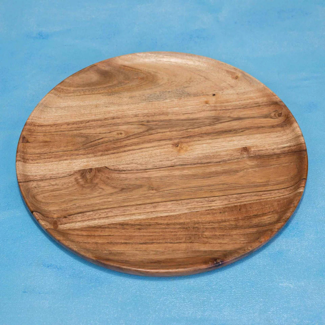 Ireka Homes Multi-Purpose Moonlit Serving Plate - Premium Acacia Wood Plate - Decorative Kitchen Plate for Serving Food, Drinks, Coffee, and Cheese (13 inches)
