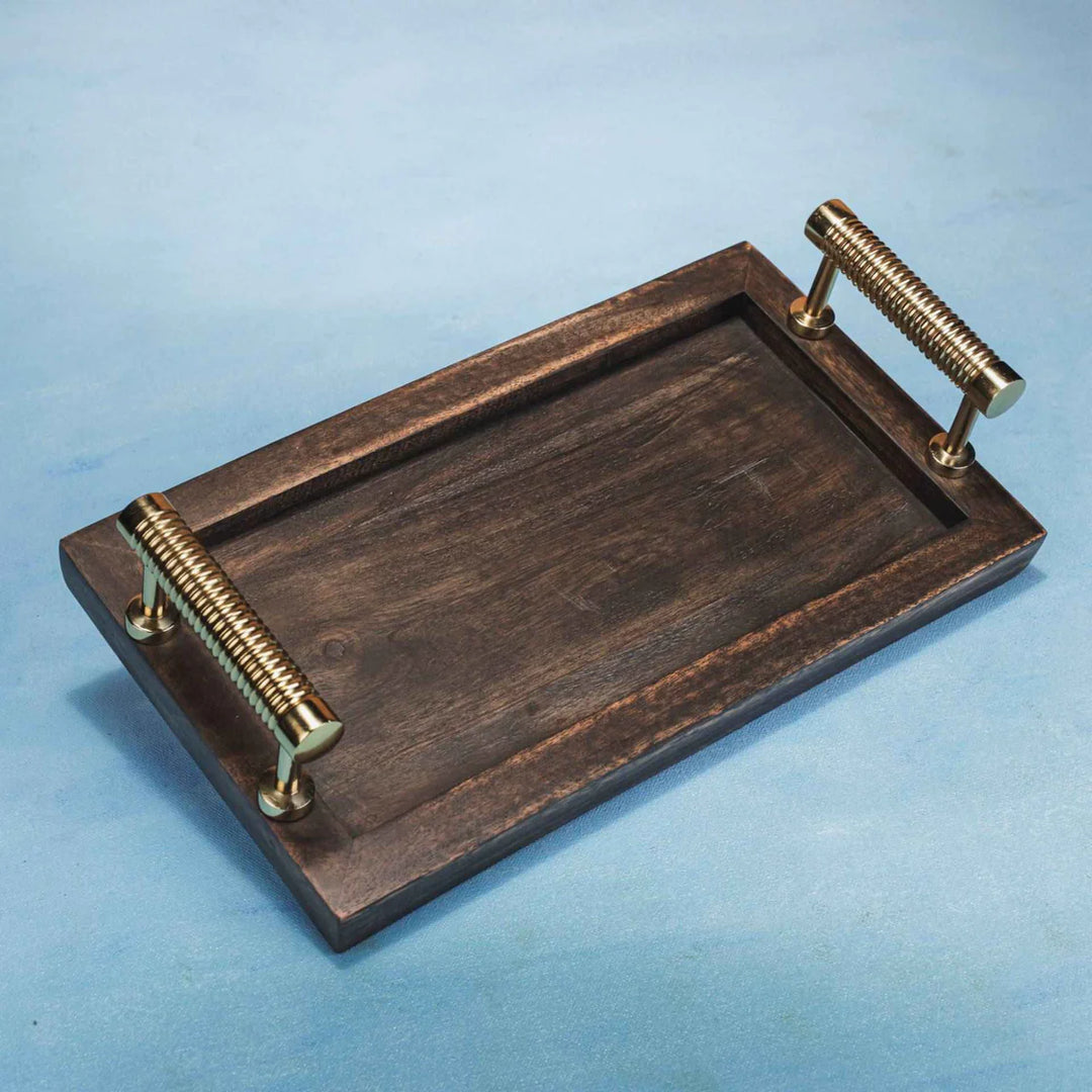 Ireka Homes Multi-Purpose Rasa Serving Tray – Premium Acacia Wood Tray – Decorative Kitchen Tray for Serving Food, Drinks, Coffee, and Cheese (13.5x7.5 inches)