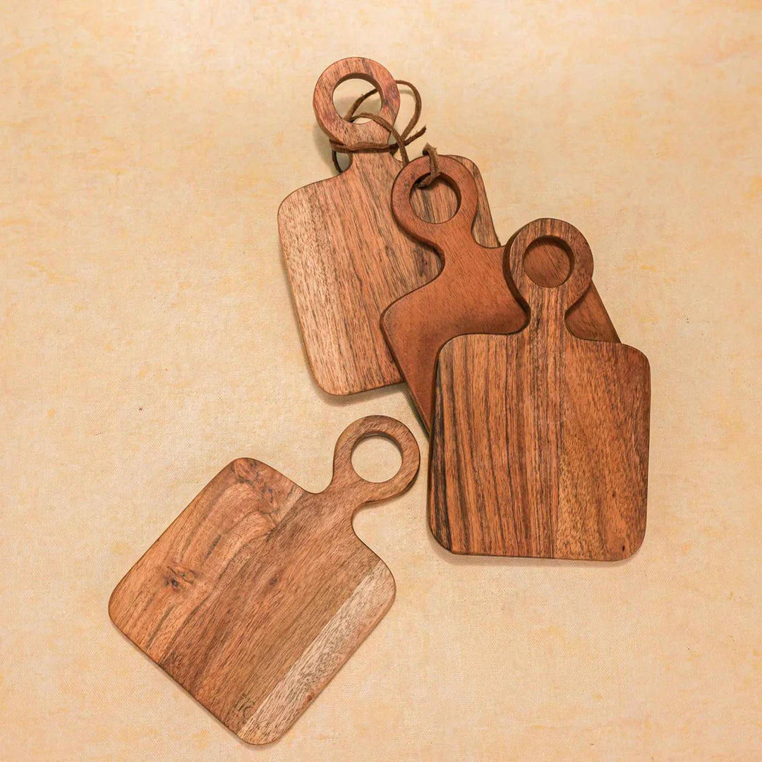 Ireka Homes Multi-Purpose River Loop Serving Boards - Premium Acacia Wood Boards - Decorative Kitchen Boards for Serving Snacks, Appetizers, and Cheese (Set of 4)