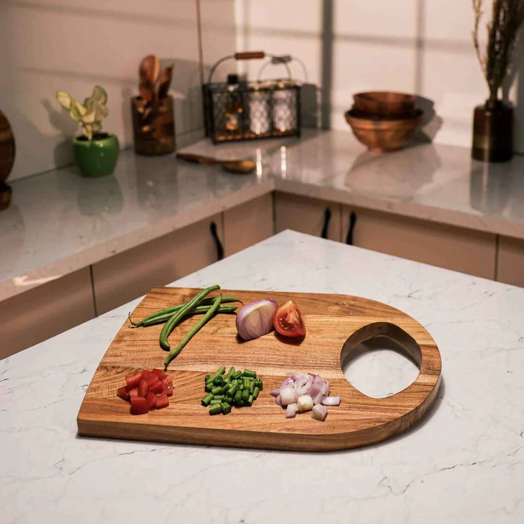 Ireka Homes Prepster Acacia Wood Chopping Board - Handmade, Sustainable, Cut-Resistant - Perfect for Vegetables, Meat, Cheese & Serving