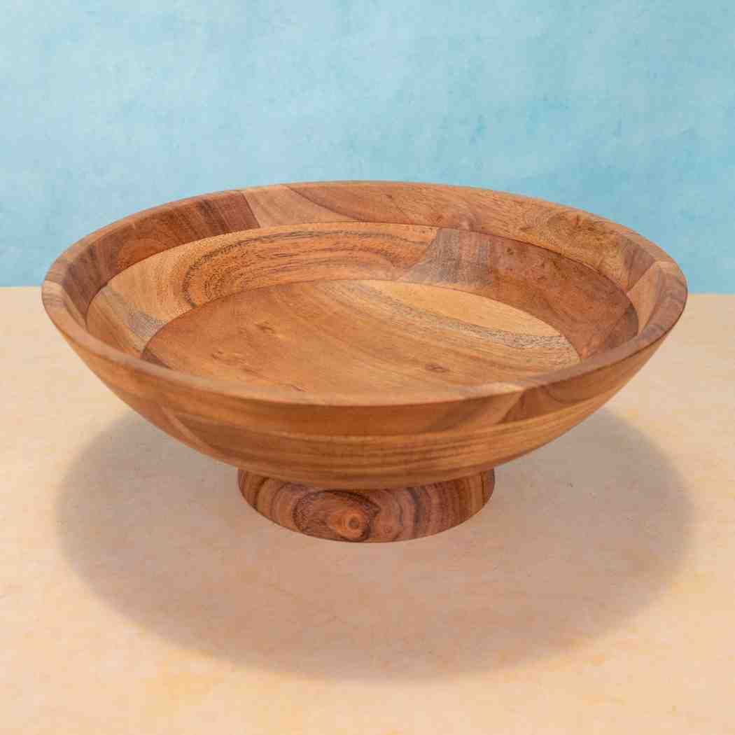 Ireka Homes Handcrafted Surya Serving Bowls - Multipurpose Acacia Wood Bowls - Durable Bowls for Serving Food, Snacks, and Desserts (12 inches)