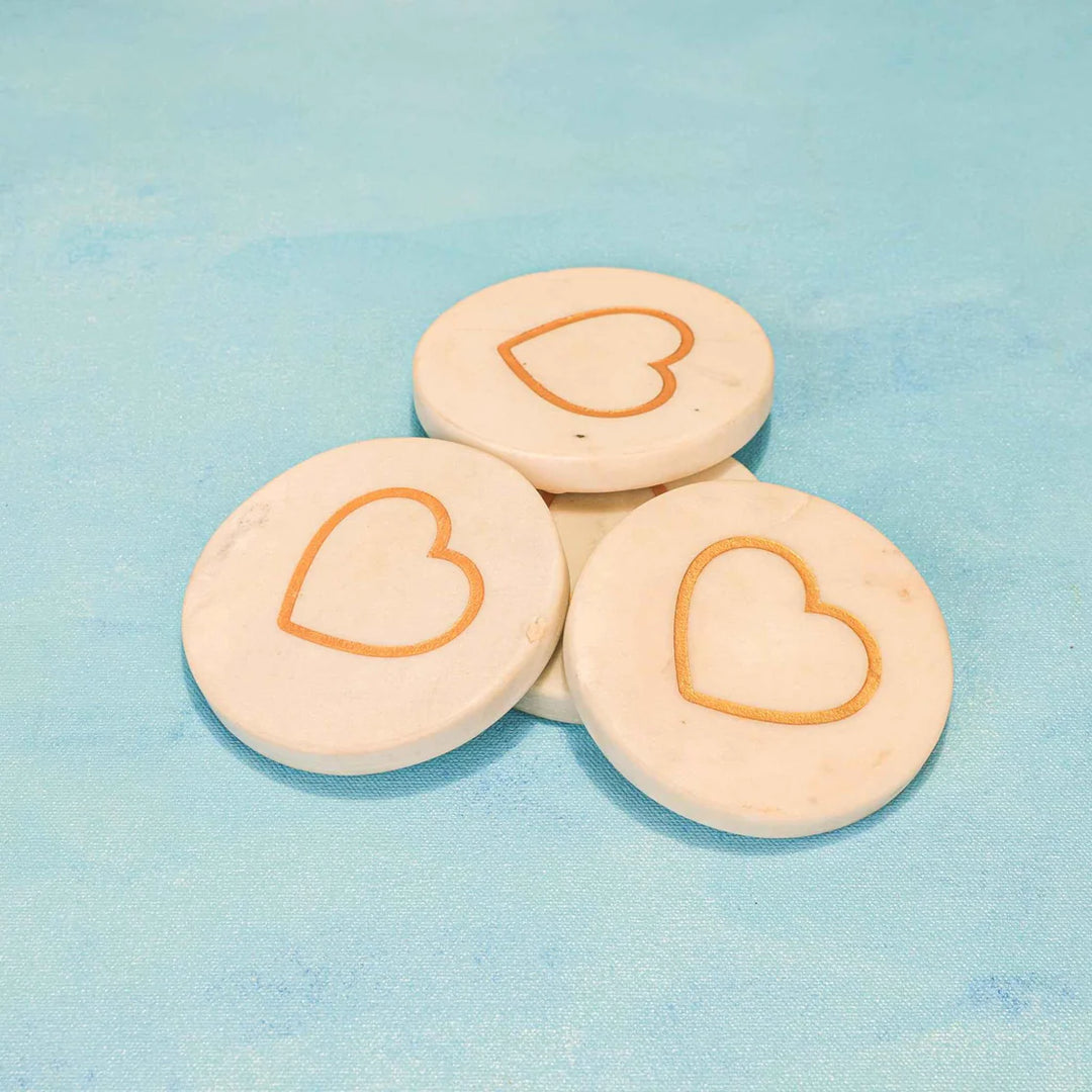 Ireka Homes Cupid’s Touch Marble Coaster Set – Ideal for Coffee Tables, Desks, & Gifting