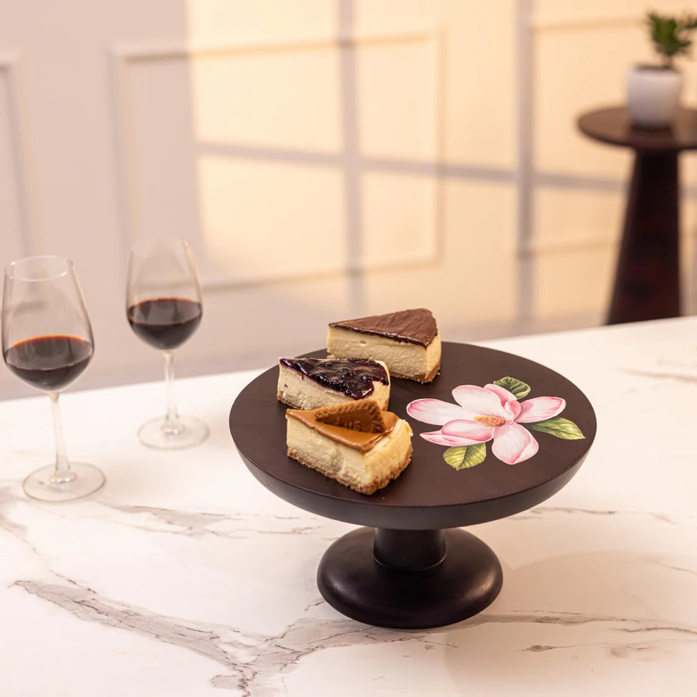 Ireka Homes Sakura Acacia Wood Cake Stand – Handmade, Sustainable, Foodsafe – Perfect for Cakes, Fruits, and Snacks