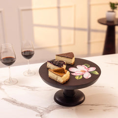 Ireka Homes Sakura Acacia Wood Cake Stand – Handmade, Sustainable, Foodsafe – Perfect for Cakes, Fruits, and Snacks