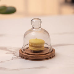 Ireka Homes Nibble Nest Acacia Wood Cake Stand with Glass Dome – Handmade, Sustainable, Foodsafe – Perfect for Mini Cakes, Fruits, and Snacks