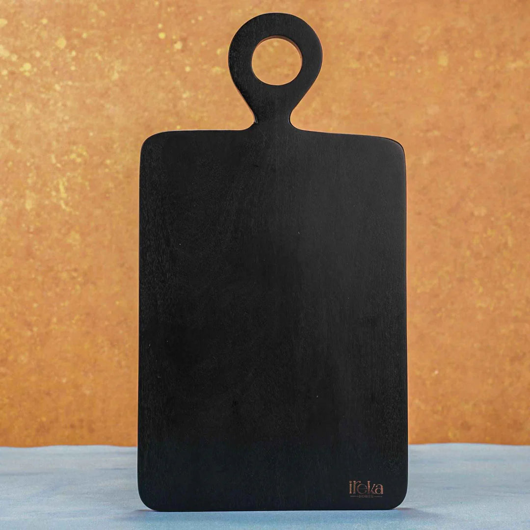 Ireka Homes Dusk Acacia Wood Chopping Board - Handmade, Sustainable, Cut-Resistant - Black Deco Finish - Perfect for Vegetables, Meat, Cheese & Serving