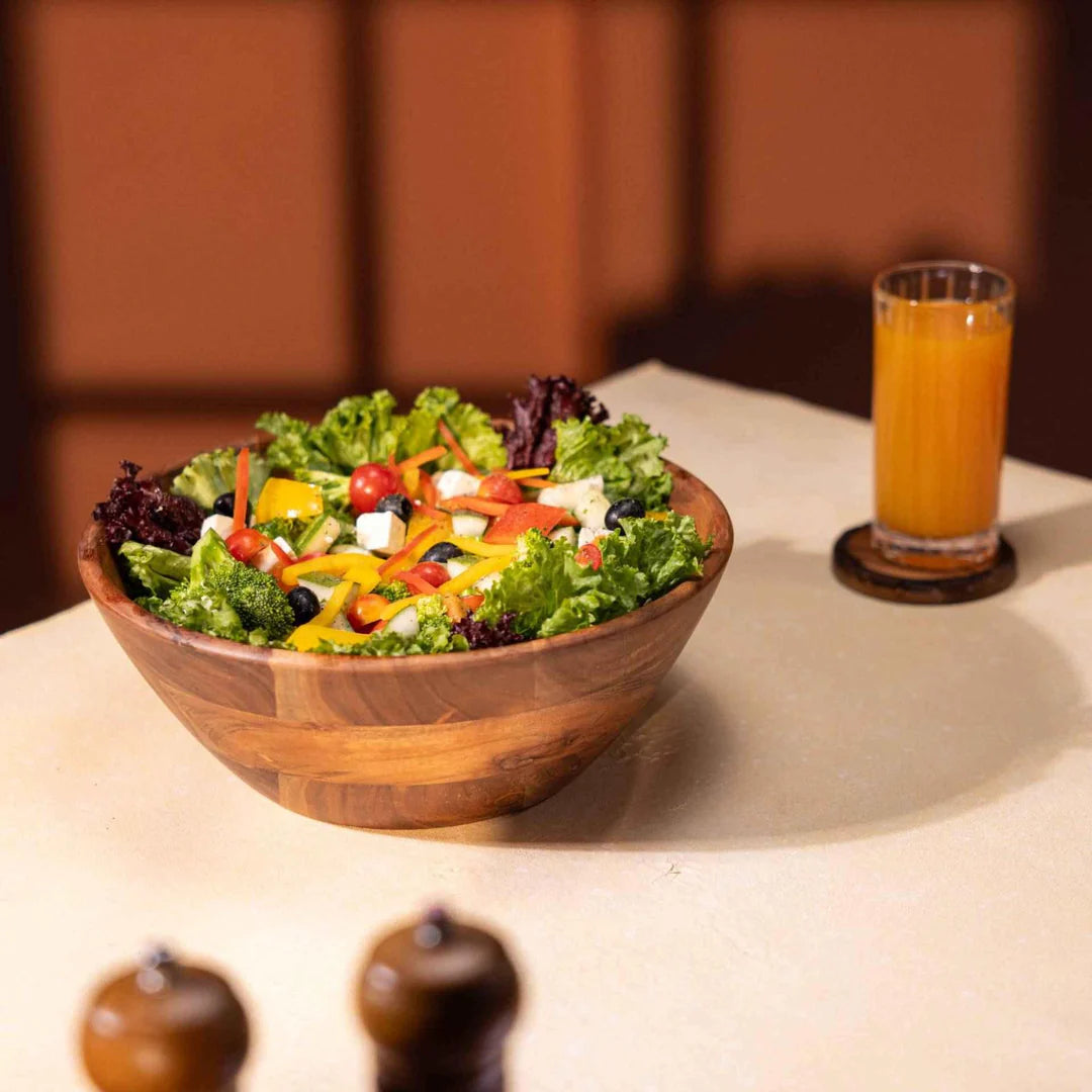 Ireka Homes Handcrafted Chakra Serving Bowls - Multipurpose Acacia Wood Bowls - Durable Bowls for Serving Food, Snacks, and Desserts (12 inches)