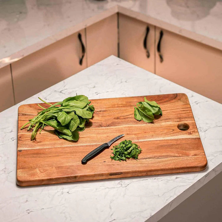Ireka Homes Diceon Acacia Wood Chopping Board - Handmade, Sustainable, Cut-Resistant - Perfect for Vegetables, Meat, Cheese & Serving