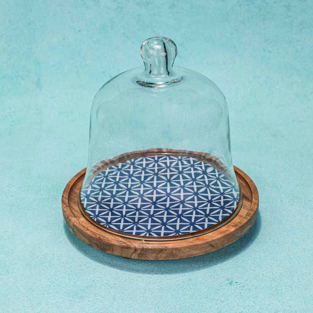 Ireka Homes Candy Cloud Acacia Wood Cake Stand with Glass Dome – Handmade, Sustainable, Foodsafe – Perfect for Cakes, Fruits, and Snacks