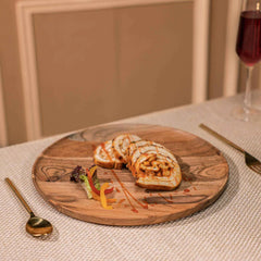 Ireka Homes Multi-Purpose Moonlit Serving Plate - Premium Acacia Wood Plate - Decorative Kitchen Plate for Serving Food, Drinks, Coffee, and Cheese (13 inches)