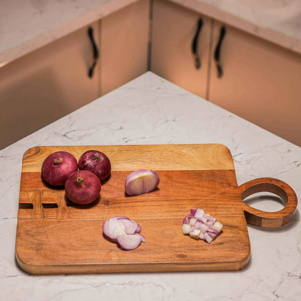 Ireka Homes Chopzy Acacia Wood Chopping Board - Handmade, Sustainable, Cut-Resistant - Perfect for Vegetables, Meat, Cheese & Serving
